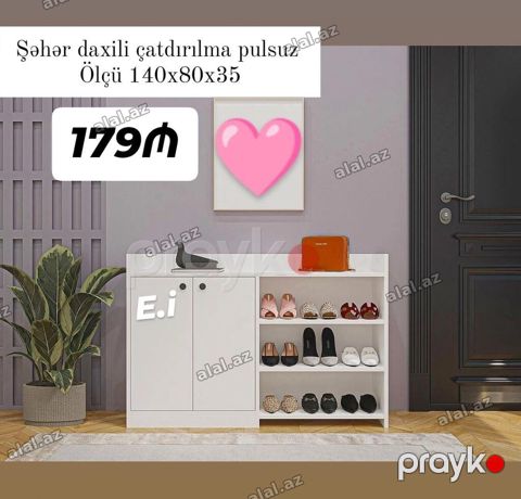 Məhsul: Ayaqqabılıq/dolab Ölçü: 140 x 80 x 35 sm Rəng: Ağ — Bakı