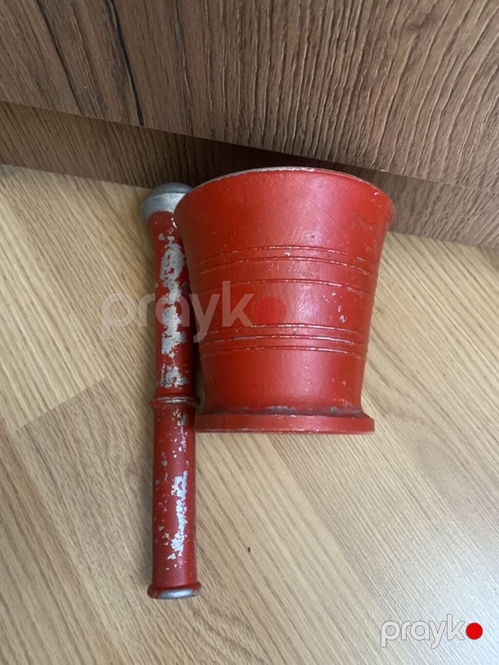 Qırmızı metal həvəngdəstə (stupa və döyən) - Material: tam metal — Mətbəx əşyaları, Bakı (2)