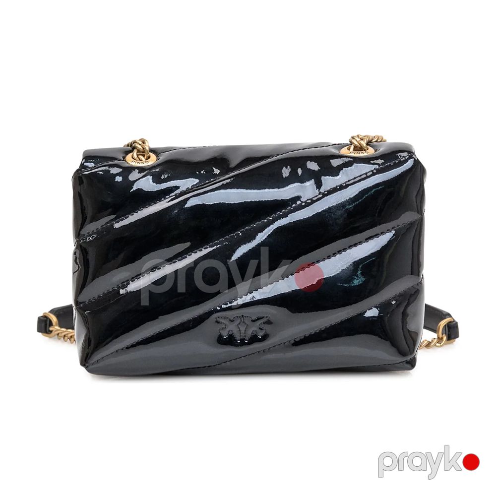 Pinko Baby Love Bag Puff – Qara Patent Dəri Çiyin Çantası — Çantalar, çamadanlar, cüzdanlar, Bakı (4)