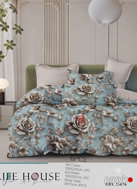 Yataq dəsti 7229, ikinəfərlik, avro mələfə ilə, pambıq, yorğan üzü 220x230 sm, mələfə 250x260 sm, yastıq üzü 60х80 sm 4 ədəd — Bakı