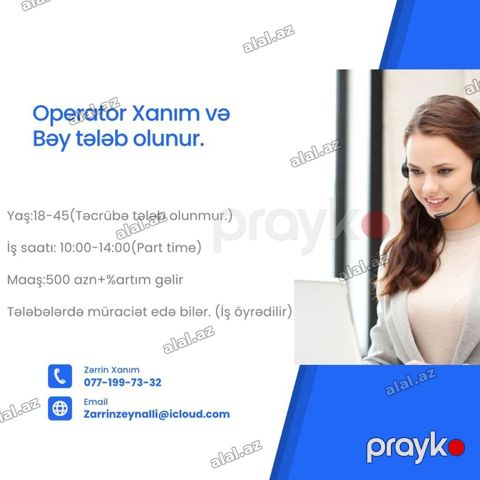 Çağrı mərkəzi operatoru tələb olunur, Tələbələr, 18-29 yaş, Təcrübəsiz, Aylıq öd — Bakı
