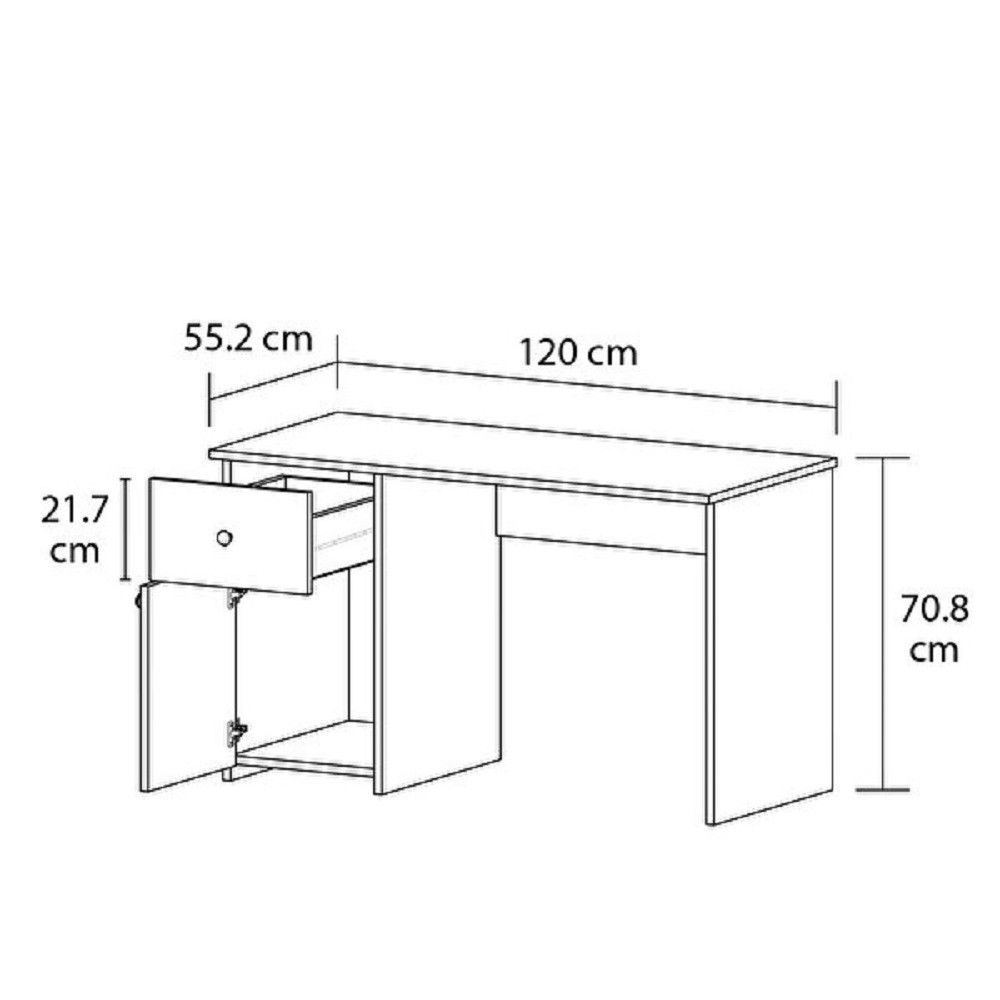 Yazı masası MV_13900356, Ldsp, 120x55.2x70.8 sm, ağ — Mallar, Bakı (3)