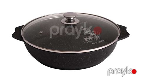 Böyük tava Kukmara Мраморная smt307a, qapaq ilə, alüminium, qara, 30 sm, 4.5 l — Bakı