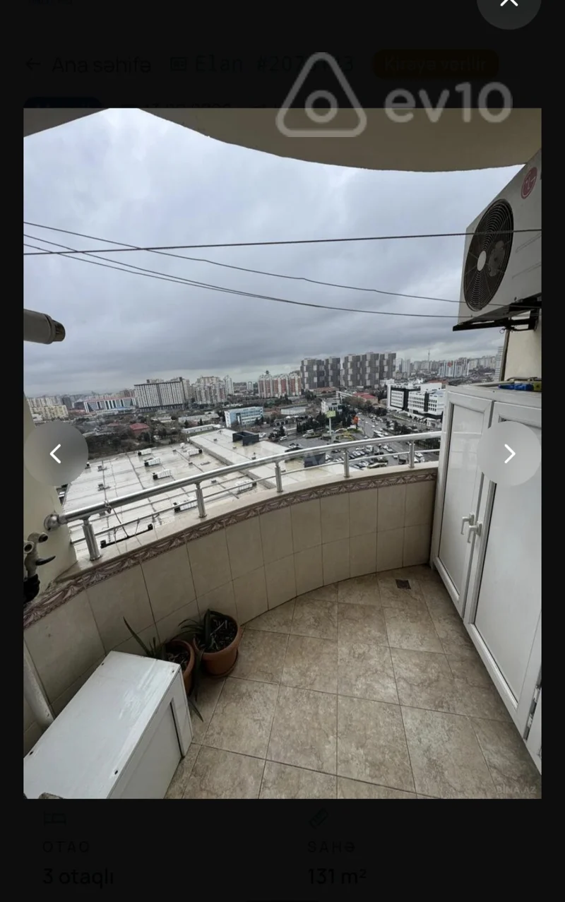 3 otaqlı mənzil, 131 m², Tiblisi prs — kirayə — Mənzil, Bakı (12)