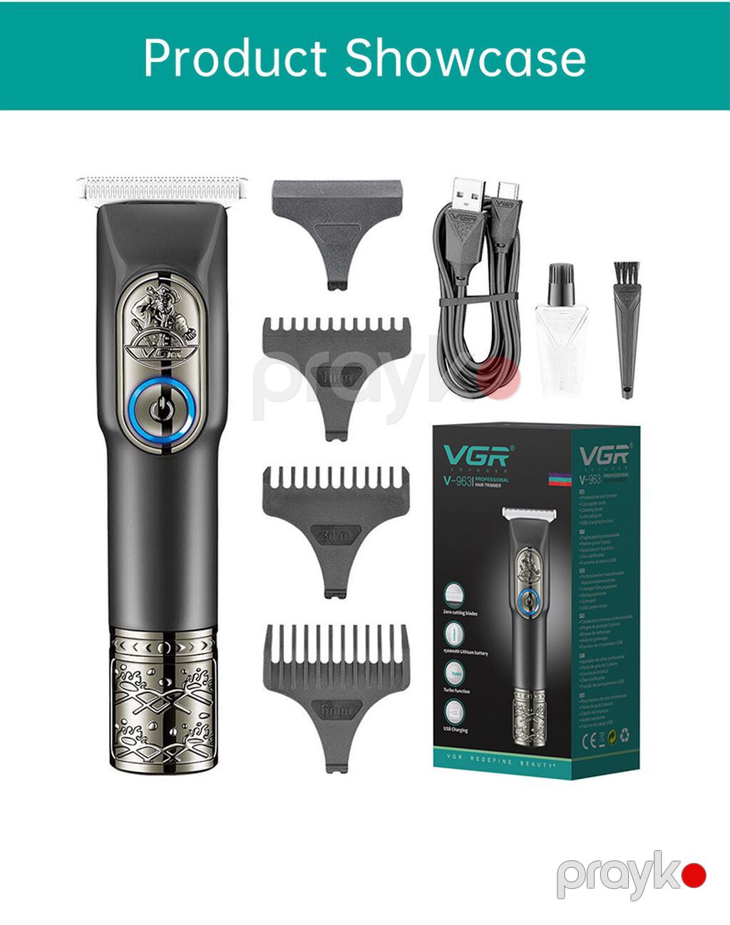 Trimmer VGR 963 - 1500mAh / 200 Dəqiqə / 2 Sürət 6000-6500RPM — Saç kəsmə maşınları, Bakı (6)