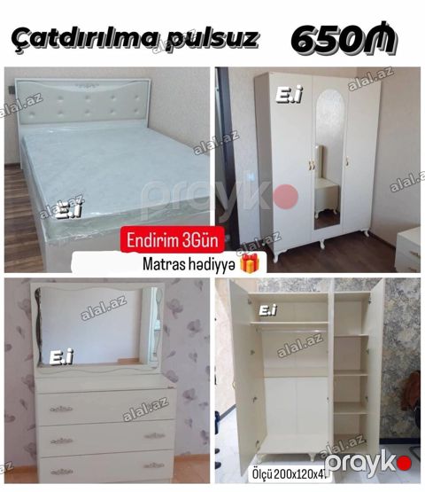 Yataq otağı dəsti – 650₼ Çatdırılma pulsuz Endirim 3 gün Matras — Bakı