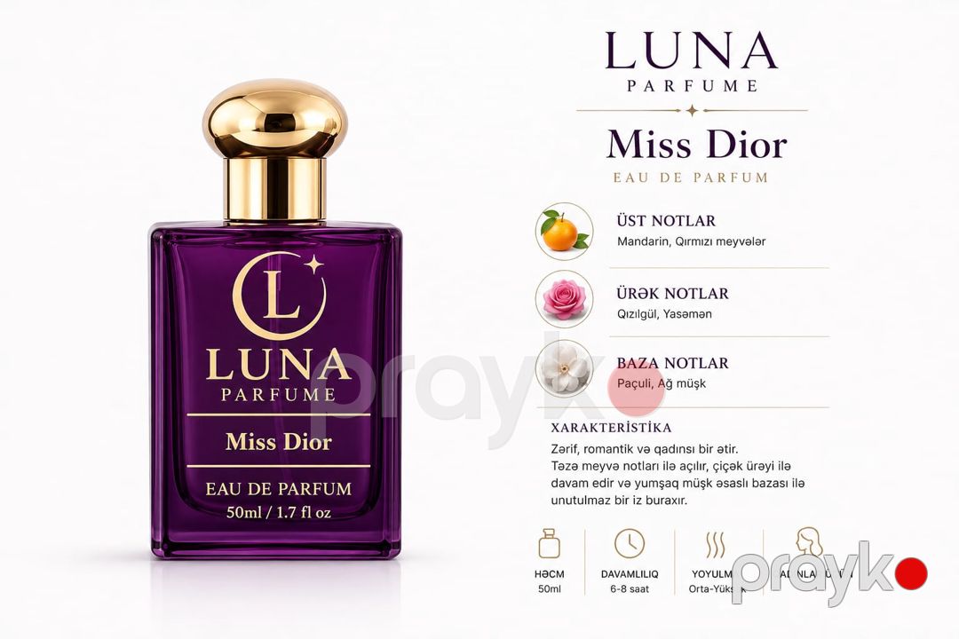 Luna Parfume Miss Dior ətir suyu qadınlar üçün, 50 ml — Mallar, Bakı (2)