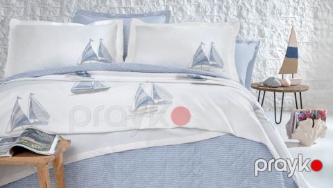 Örtük və yastıq üzü dəsti Yataş Morian, pike 200x220 sm, örtük 220x230 sm, mələfə 160x200 sm, yastıq üzü 50x70 sm 4 əd, ikinəfərlik, pambıq/bambuk, İndigo — Bakı