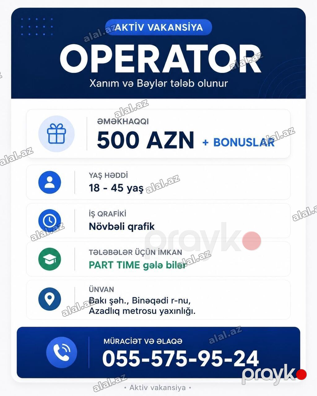 Çağrı mərkəzi operatoru tələb olunur, 18-29 yaş, Təcrübəsiz, Aylıq ödəniş — Vakansiyalar, Bakı (2)