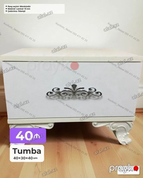 Tumba – 40×30×40 sm - Klassik üslubda dekorativ ön panel və oyma — Bakı