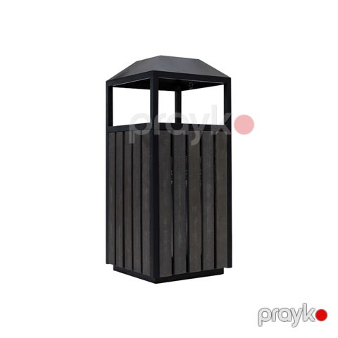 Zibil qabı Foshan, Kvadrat, Taxta, Boz, 400x400x950 mm - 28253 — Bakı