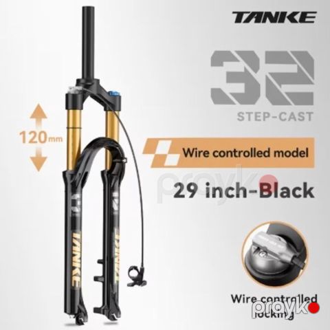 Velosiped üçün hava çəngəli Tanke, 27.5 düym, Səyahət 120 mm, Rebound tənzimləməli, Disk əyləcli, Manual/Remote lockout, Qara/Narıncı/Qızılı - bikesport_202 — Bakı