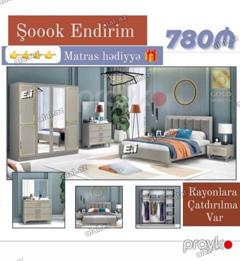 Yataq otağı dəsti – müasir dizayn Dəst tərkibi: - 3 qapılı, güzgülü — Bakı