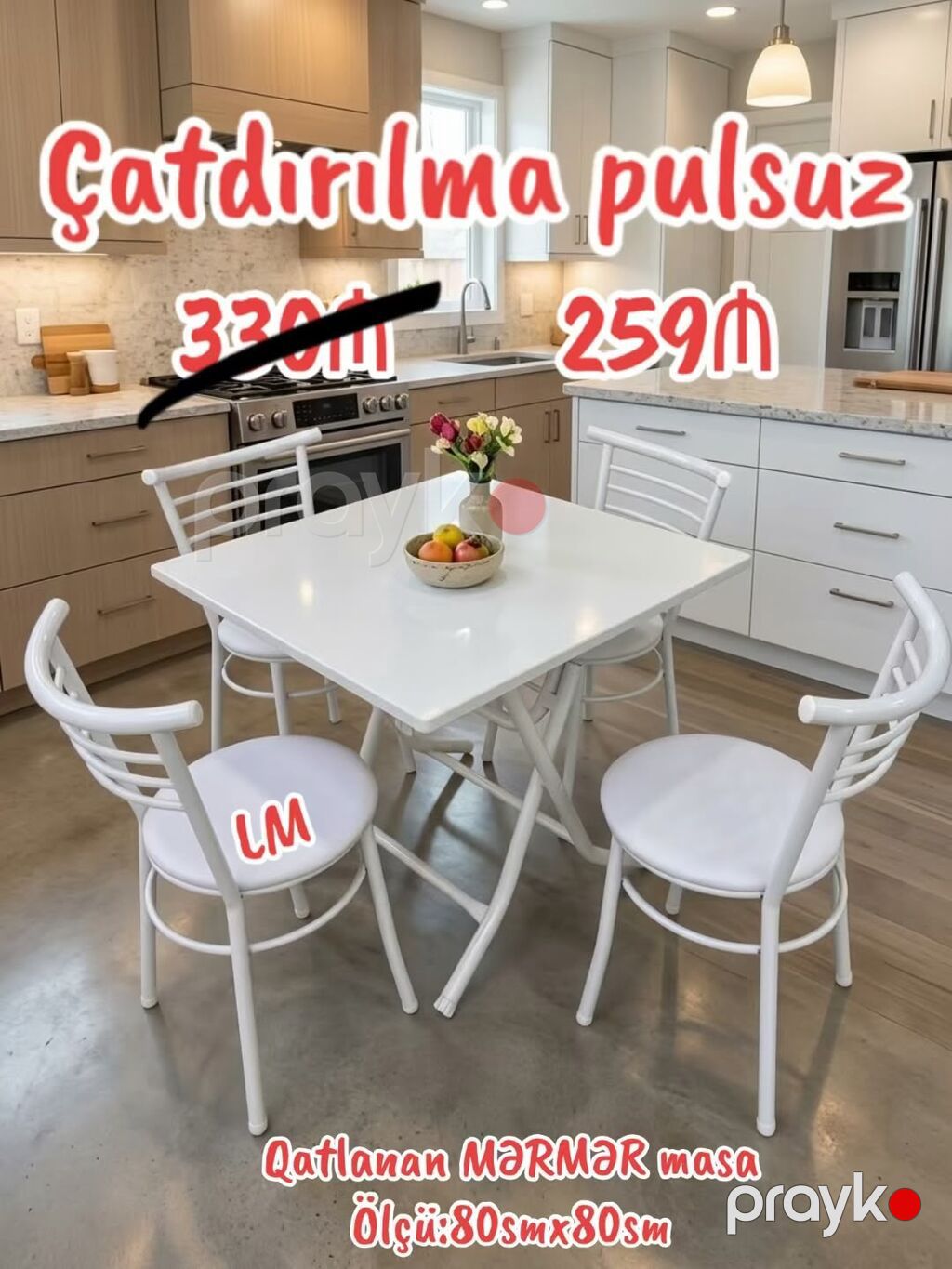 Yumru masa, Mətbəx üçün, 4 nəfər — Masalar və stullar, Bakı (3)