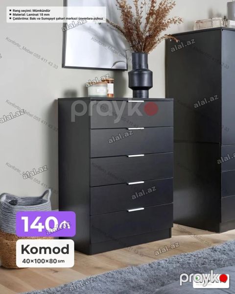 Məhsul: Komod - Ölçülər: 40 100 80 sm - Material: 18 mm laminat — Bakı