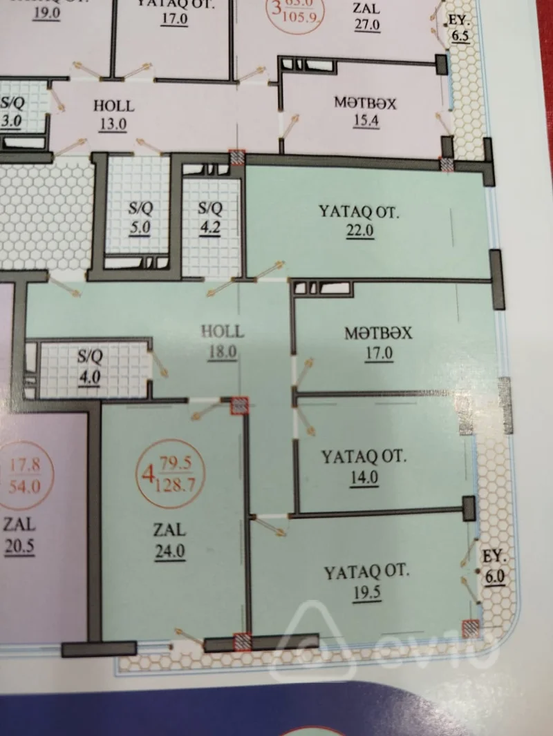 4 otaqlı mənzil, 129 m², Abbas Mirzə Şərifzadə küc — Mənzil, Bakı (6)