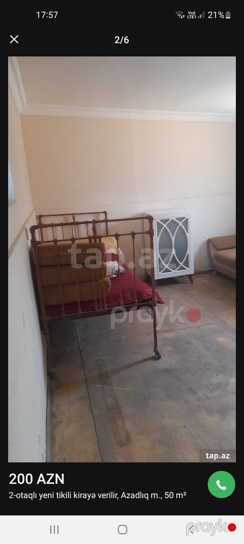 Kirayə verilir: 2 otaqlı mənzil, Azadlıq metrosu yaxınlığı, 50 m² — Mənzil, Bakı (4)