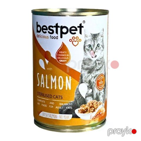 Qısırlaşdırılmış pişiklər üçün konserv Bestpet, qızılbalıq ilə, 400 q — Bakı