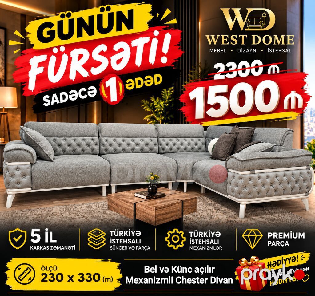Künc divan, Yeni, Açılan, Parça — Divanlər, Bakı (2)