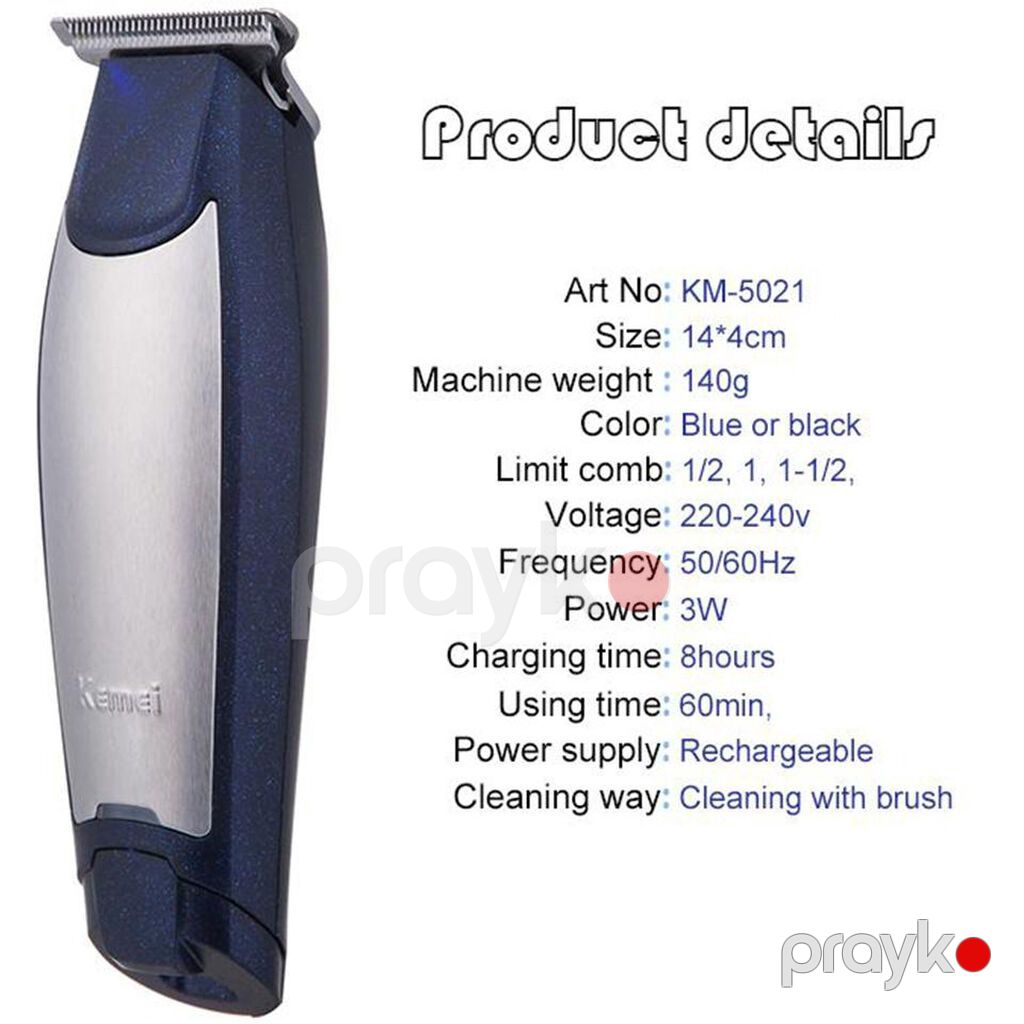 Trimmer Kemei 5021 - 60 Dəqiqə / 1 Sürət / Polad bıçaqlı / Göy rəng — Saç kəsmə maşınları, Bakı (5)