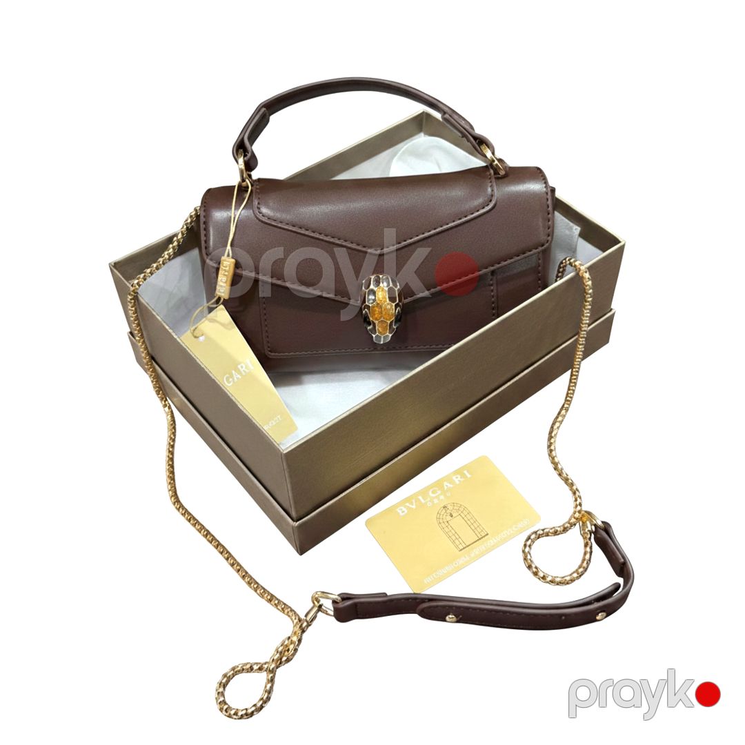 Bvlgari Serpenti Forever – Qəhvəyi Dəri Əl Çantası — Çantalar, çamadanlar, cüzdanlar, Bakı (6)