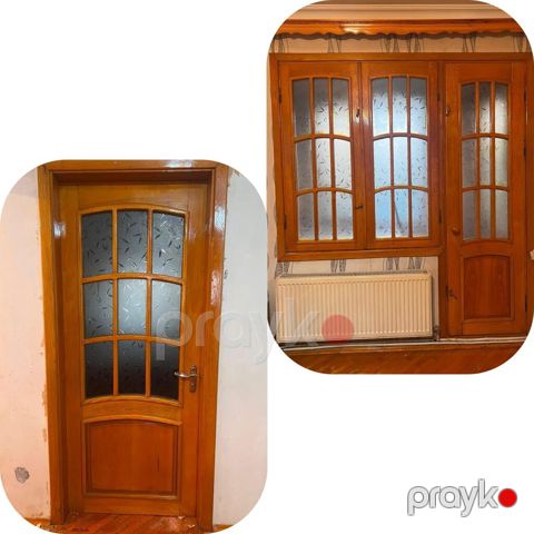 Taxta qapı və pəncərə dəsti - Material: təbii ağac (cilalı, bal rəng