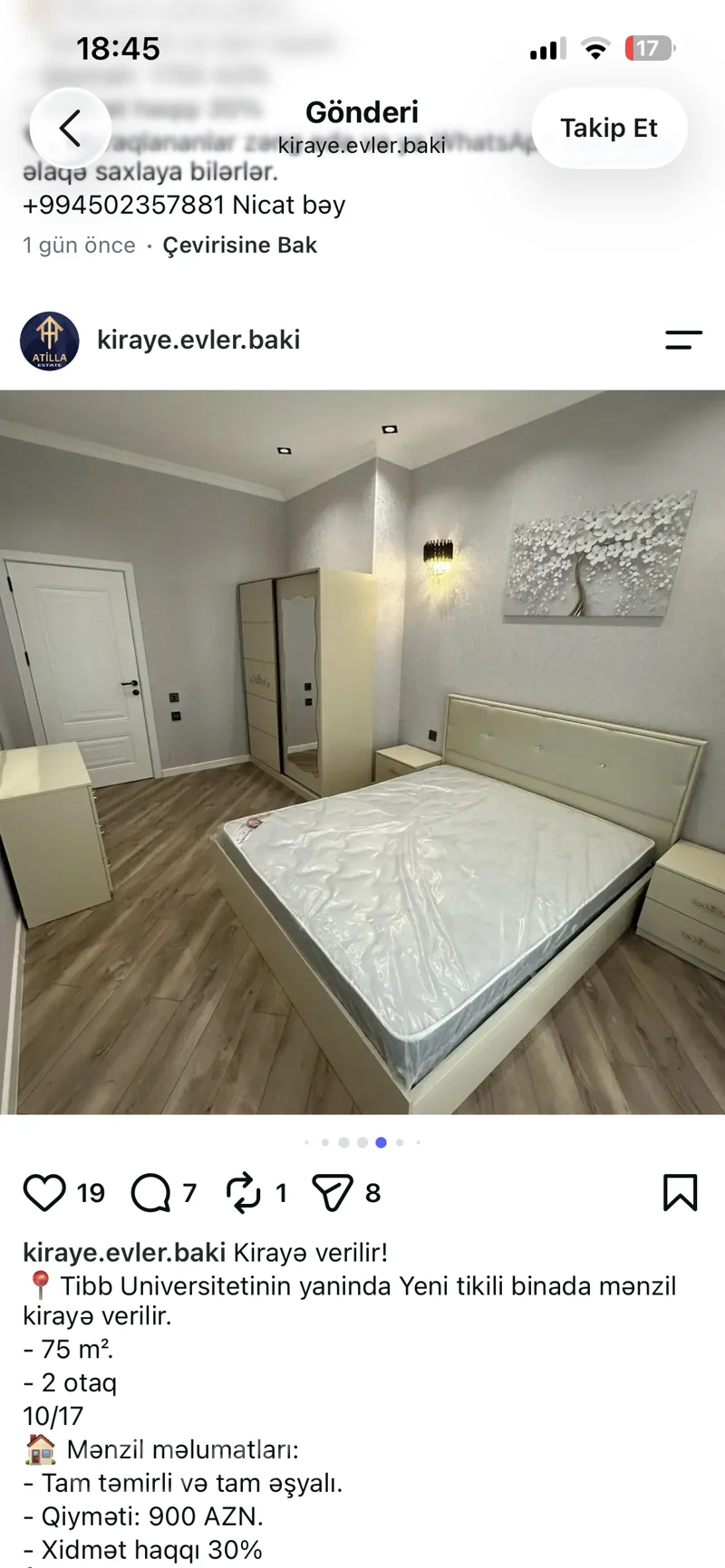 2 otaqlı mənzil, 75 m², Tibb uni — kirayə — Mənzil, Bakı (6)