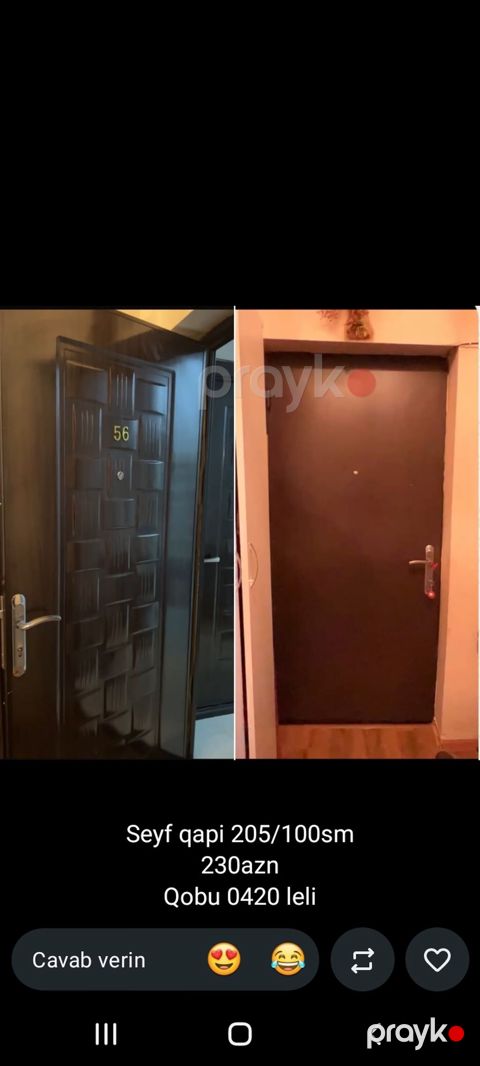 Məhsul: Seyf qapı - Ölçü: 205 x 100 sm - Material: metal, ön paneldə — Bakı