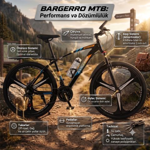 Dağ velosipedi Bargerro TECH_24029B 29" Qara Narıncı 2 əd — Bakı
