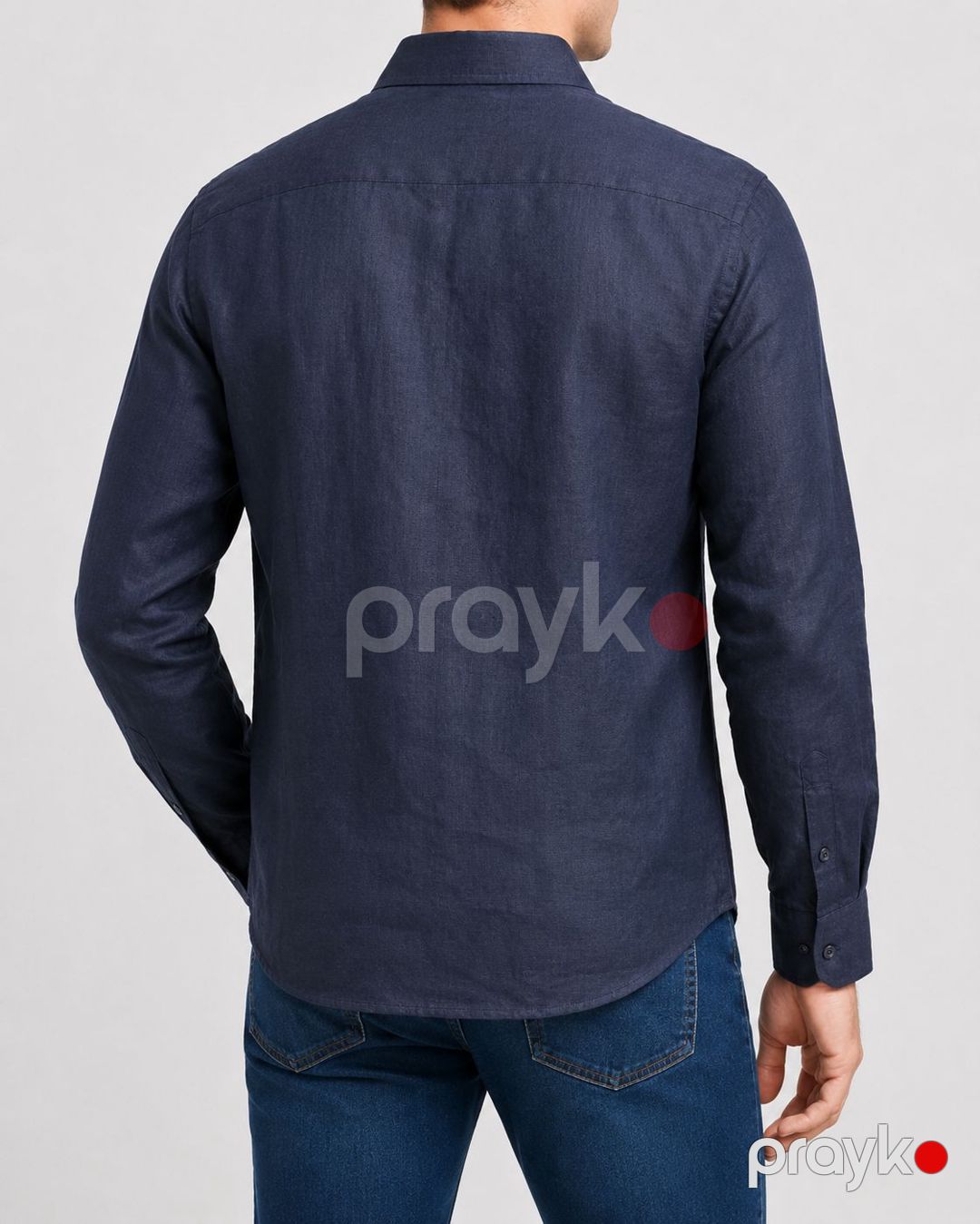 Kişilər üçün uzunqol köynək 2387100, tünd göy, kətan, ölçü 3XL — Mallar, Bakı (2)