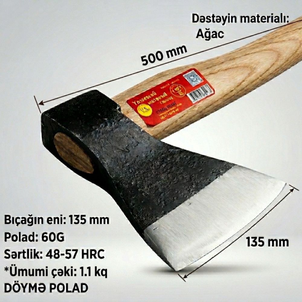 Balta 001, polad/taxta, 50 sm — Mallar, Bakı (2)