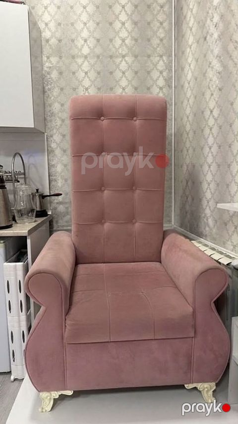 Yumuşaq pedikur kreslosu - Rəng: toz-çəhrayı - Material: məxməri — Bakı