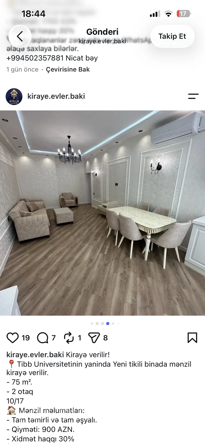 2 otaqlı mənzil, 75 m², Tibb uni — kirayə — Mənzil, Bakı (3)