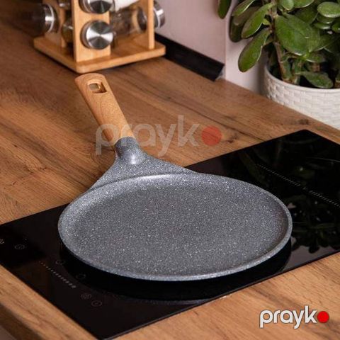 Blinçik tavası Premium, yanmaz yapışmaz, taxta qulplu, 24sm, qara - ZTW-AA131 — Bakı