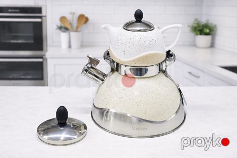 Çaydanlar dəsti Uaker PMT-101 8751, 2 əd, alt çaydan polad, 2,5 l, dəm çaynik farfor,, 0,7 l, qapaqla 8751