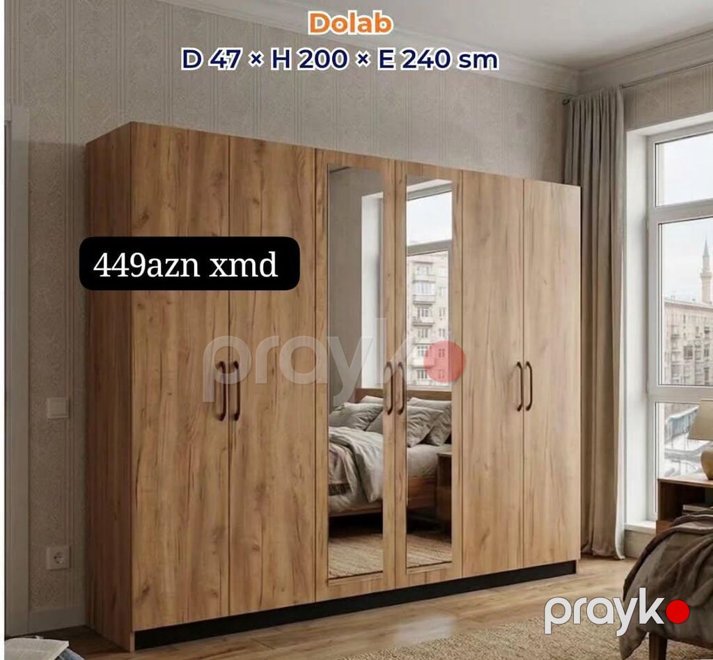 Yataq otağı üçün iri həcmli qarderob dolabları - Model: 6 qapılı — Şkaflar, Bakı (6)