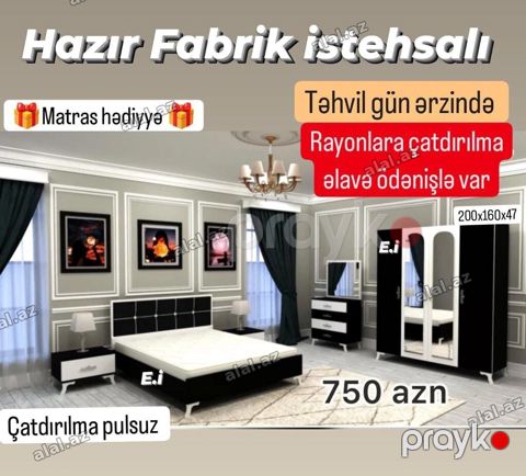 Yataq otağı dəsti – hazır fabrik istehsalı Dəst tərkibi: - 2 qapılı — Bakı