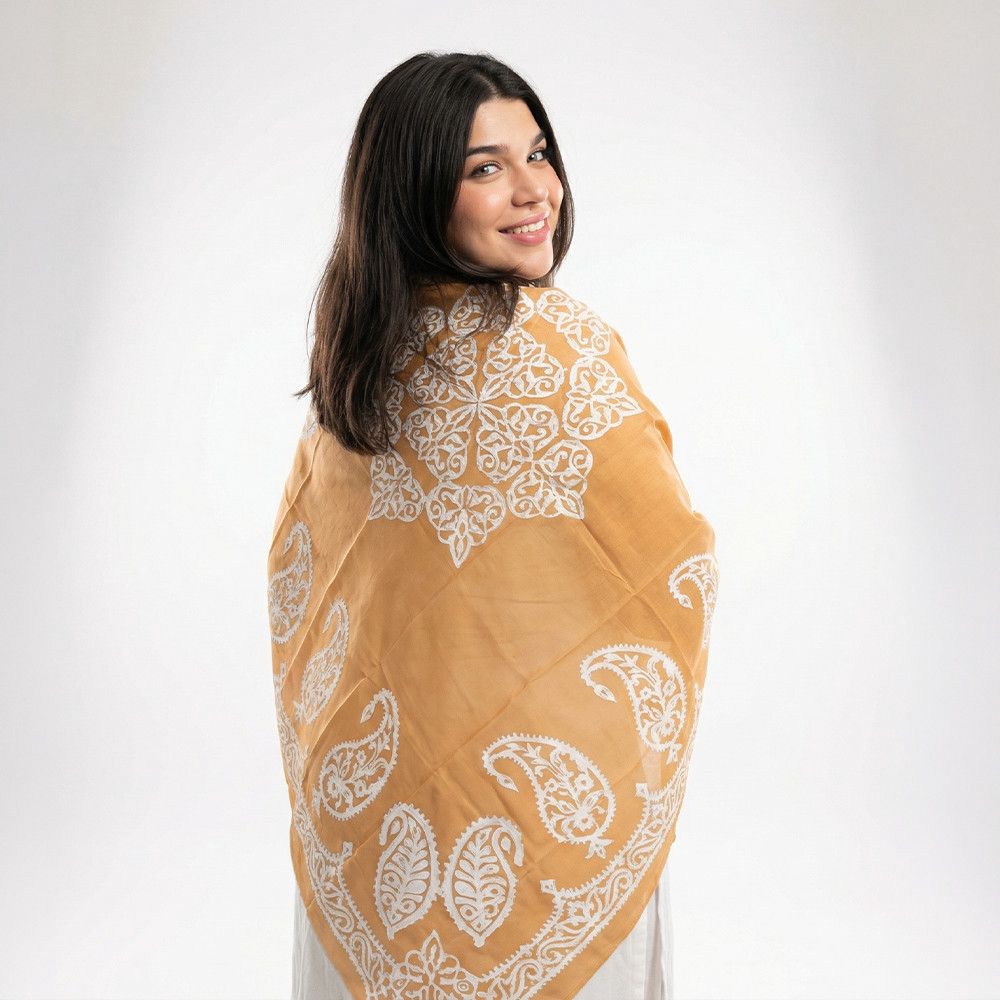 Kəlağayı Süsən S804, ipək, 150x150 sm, narıncı — Mallar, Bakı (2)