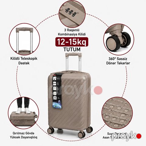 Çamadan VC2699368, ABS plastik, bej, 4 təkər, ölçü M — Bakı