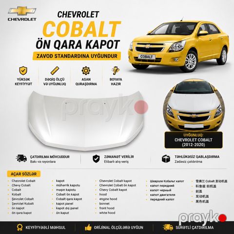"Chevrolet Cobalt 2024" qabaq kapotu — Bakı