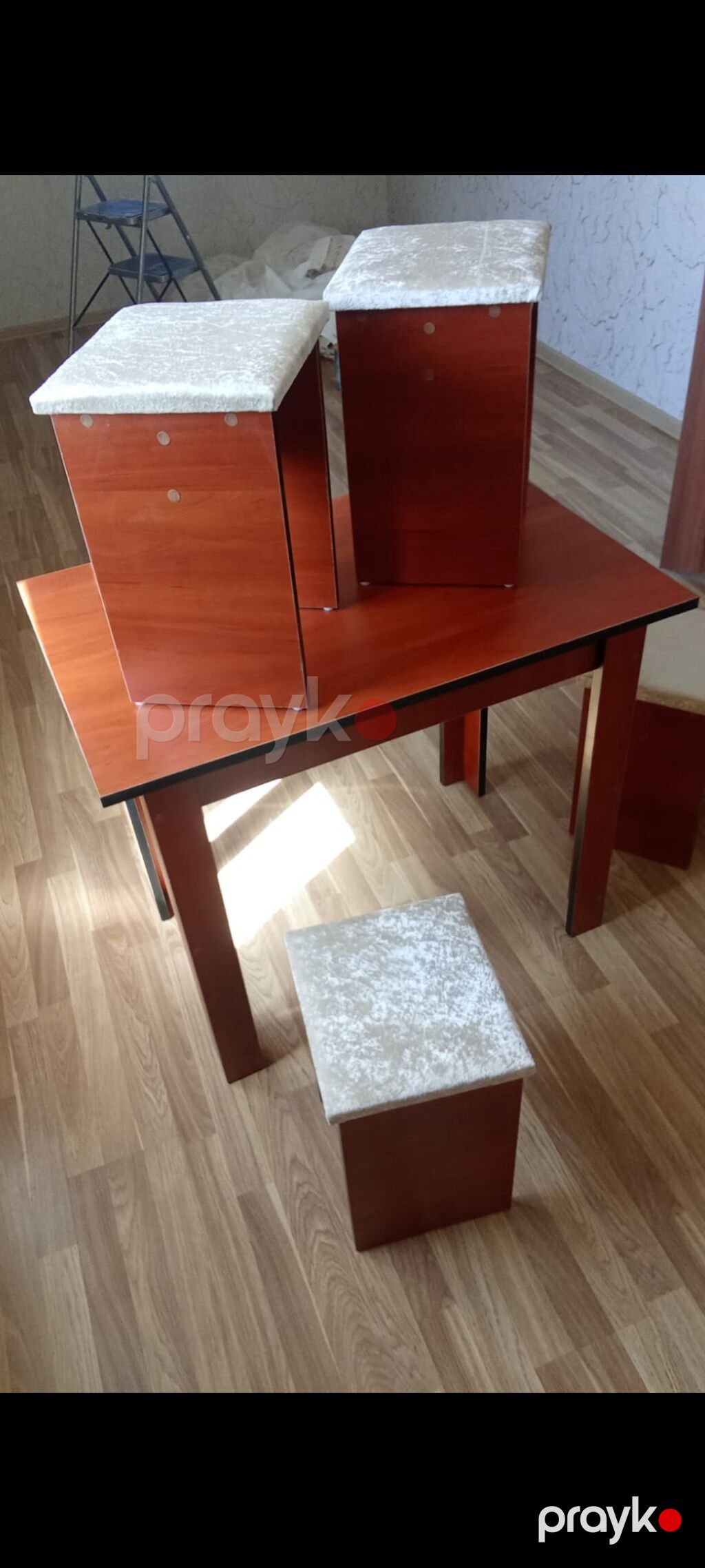 Mətbəx üçün, Yeni, Açılmayan, Dördbucaq masa, 4 stul — Masalar və stullar, Qobu (6)