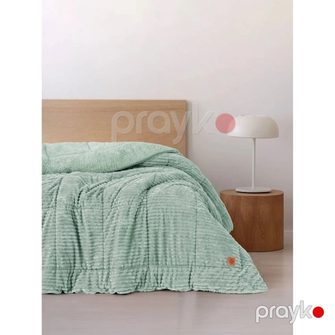 Pled Cotton Box Wave, poliester, ikinəfərlik, yaşıl, 195x215 sm — Mallar, Bakı (3)