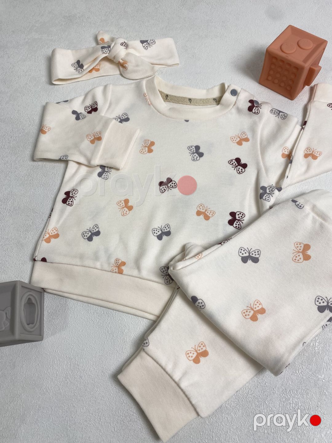 Qızlar üçün şalvarlı dəst, ağ, pambıq, ölçü 3-6 ay — Mallar, Bakı (2)