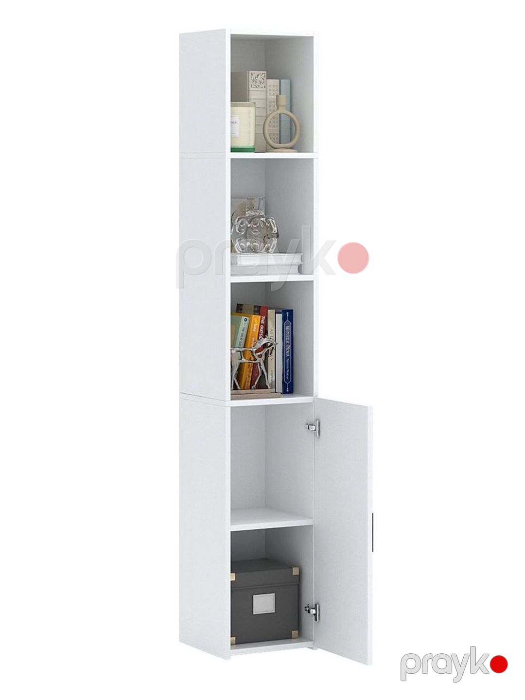 Stellaj 3563_StellajVBookWhite 178x30x30 sm, Ldsp, ağ — Mallar, Bakı (2)