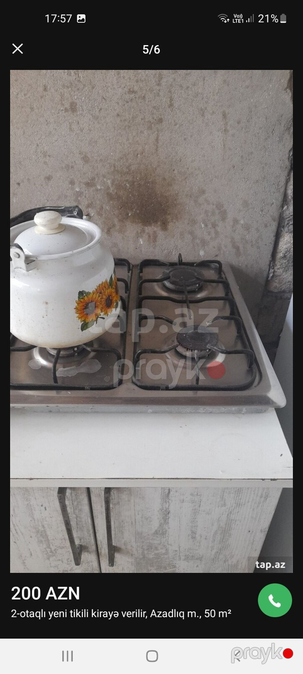 Kirayə verilir: 2 otaqlı mənzil, Azadlıq metrosu yaxınlığı, 50 m² — Mənzil, Bakı (5)