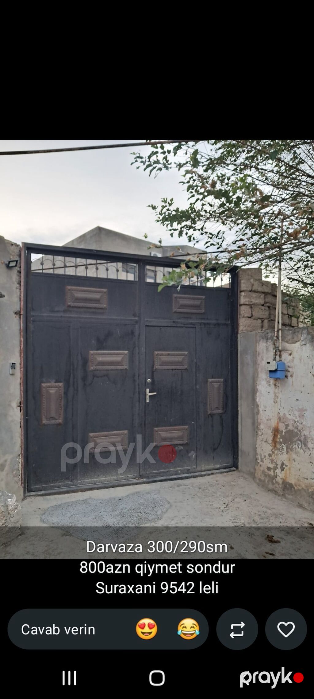 Məhsul: Seyf qapı - Ölçü: 205 x 100 sm - Material: metal, ön paneldə — Pəncərələr, qapılar, balkonlar, Bakı (4)