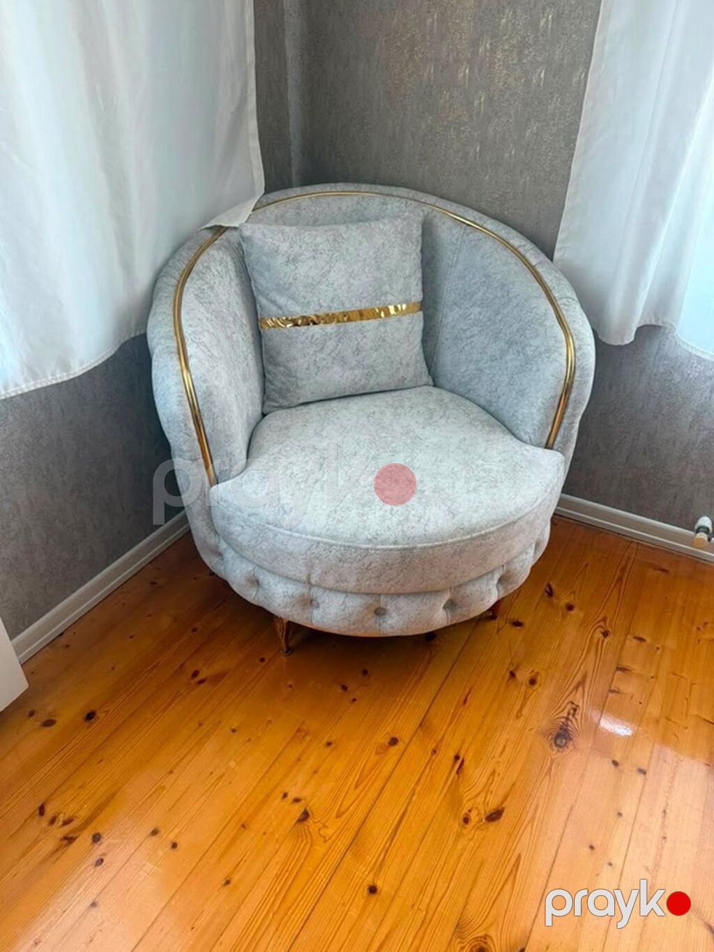 Zərif qonaq otağı mebel dəsti - Rəng və material: Açıq boz, yumşaq — Yataq otağı mobilya dəstləri, Bakı (4)