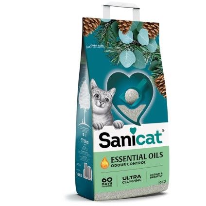 Pişiklər üçün topalanan hopdurucu Sanicat Essential Oils Ultra Clumping sidr və evkalipt ilə, 10 kq — Bakı