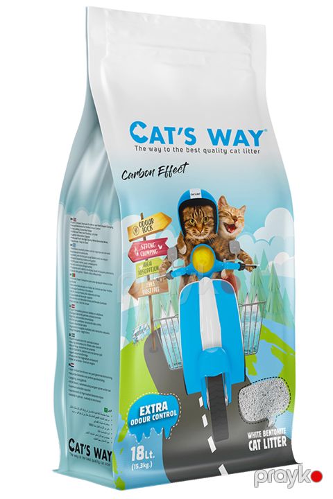 Pişik tualeti üçün doldurucu Cat's Way Carbon Effect White 18 l — Bakı