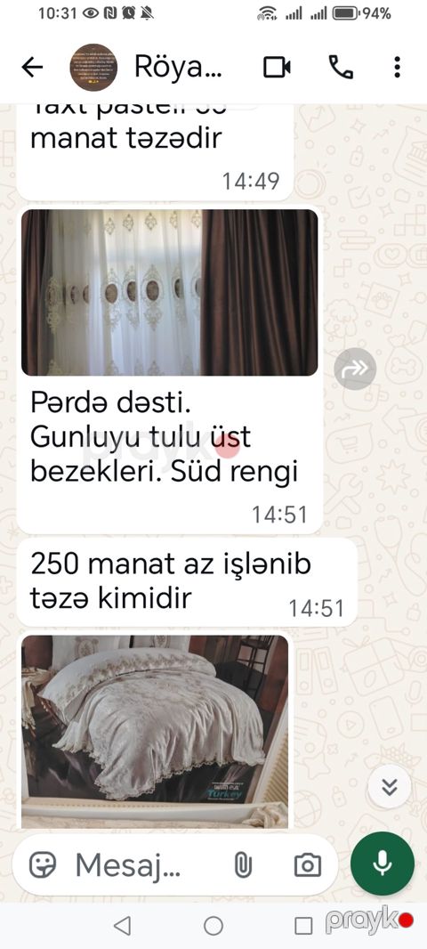 Pərdə dəsti - Günlüklü tül və üst bəzəklərdən ibarət komplekt - Süd — Sumqayıt